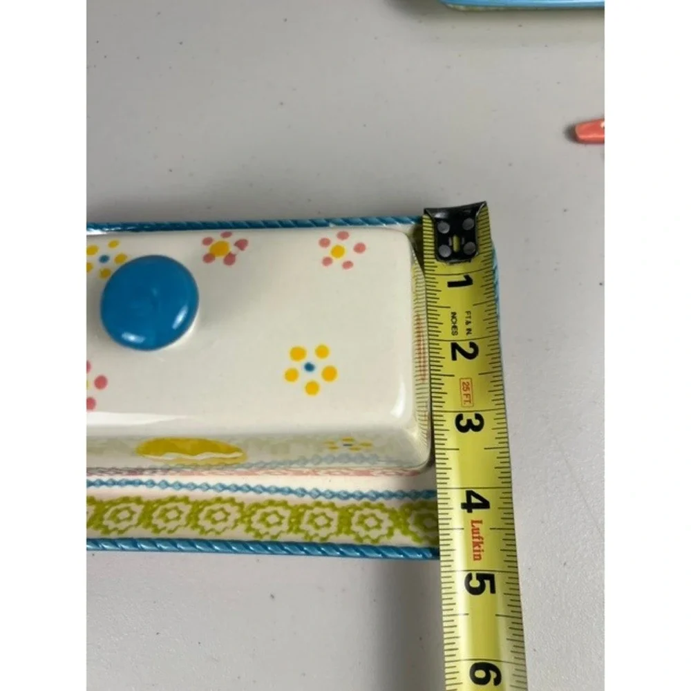 Temp-tations Old World Ceramic Butter Dish Loaf Pan Tray Measuring Spoons Set
